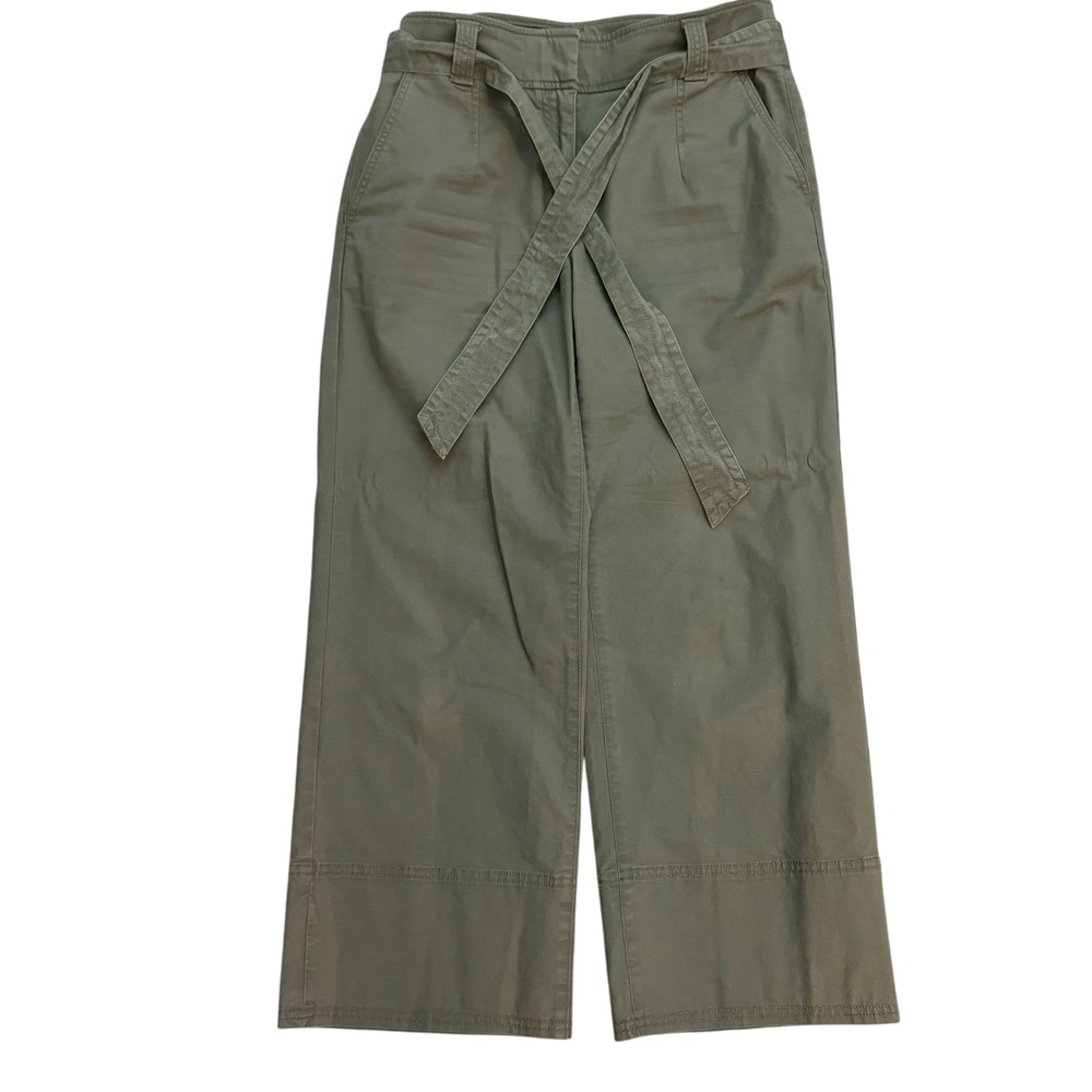 LOFT Olive Green Wide Leg‎ Crop Belted Pants Size 4 Womens Career Casual